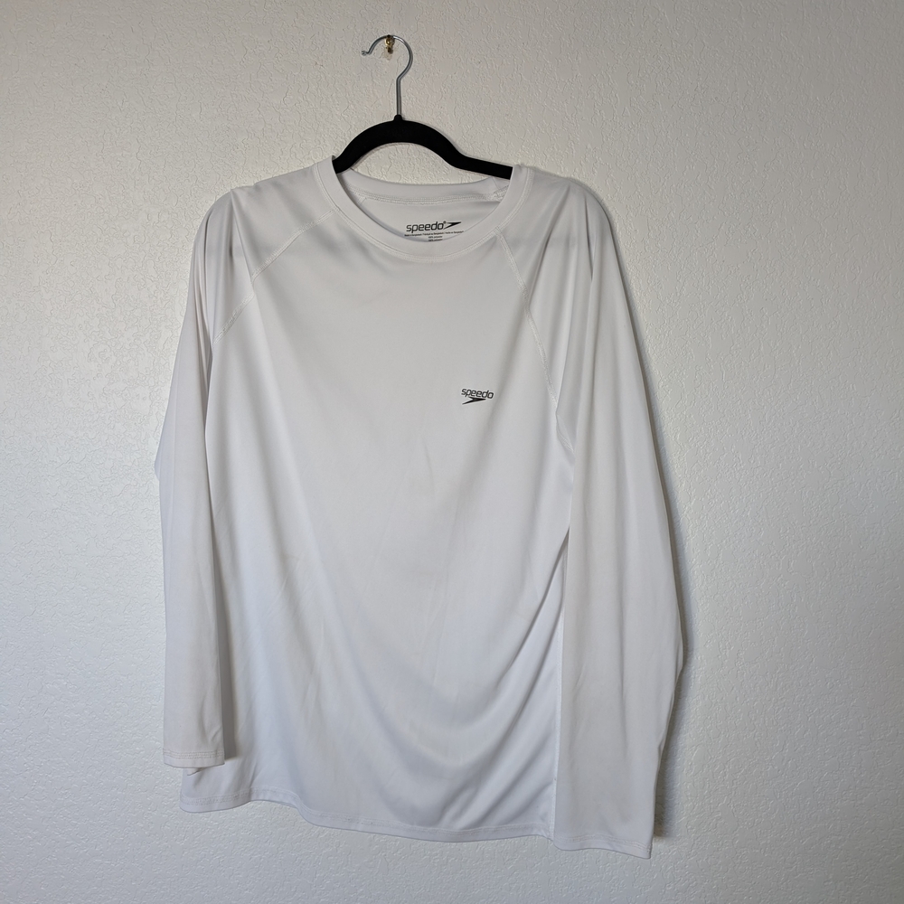 Speedo Men's White Long Sleeve Rash Guard